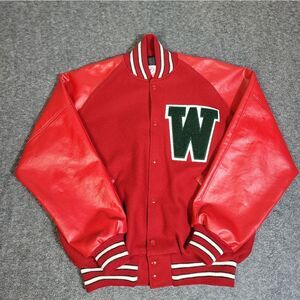 Vintage 90s Neff Varsity Jacket Red Wool Leather Chenille W Patch Men’s L USA